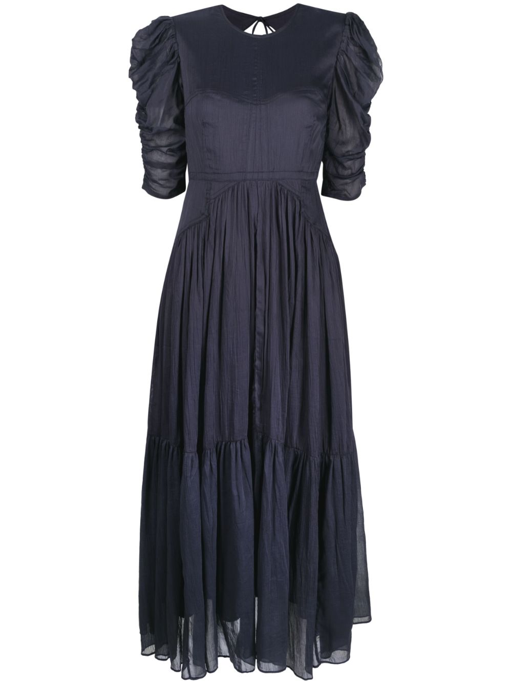 Puff-sleeve tiered dress - Green