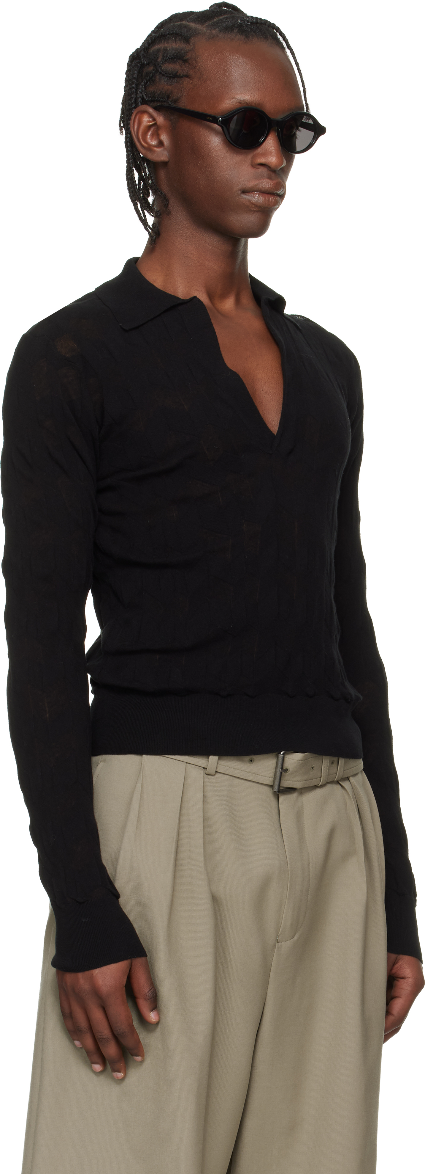 Black Knit Polo