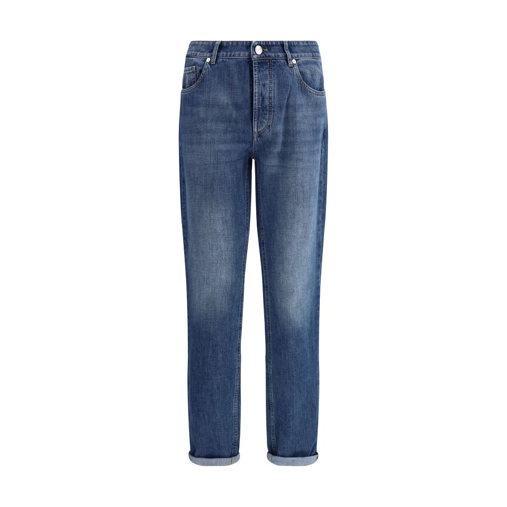 Cotton Straight-Leg Jeans — Blue