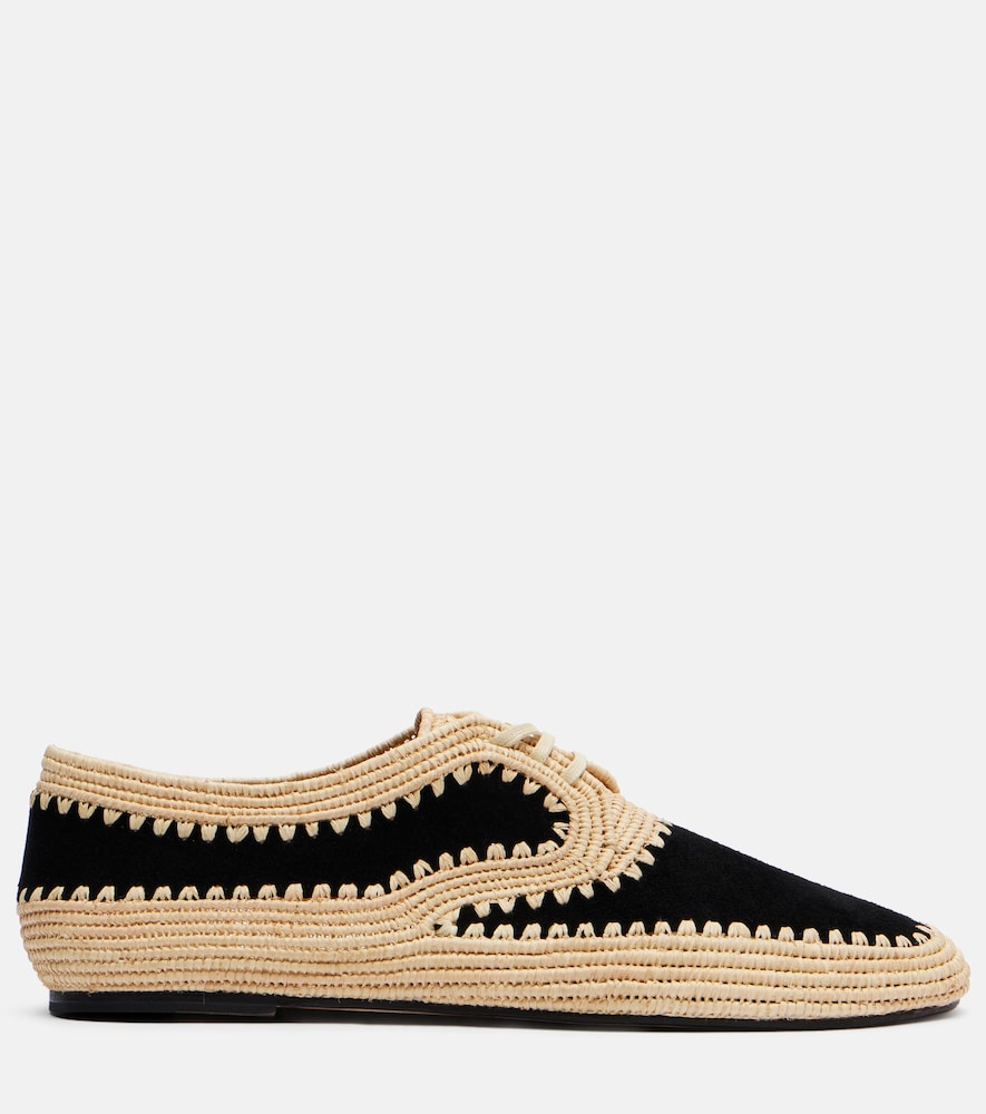Strength raffia and suede Derby shoes