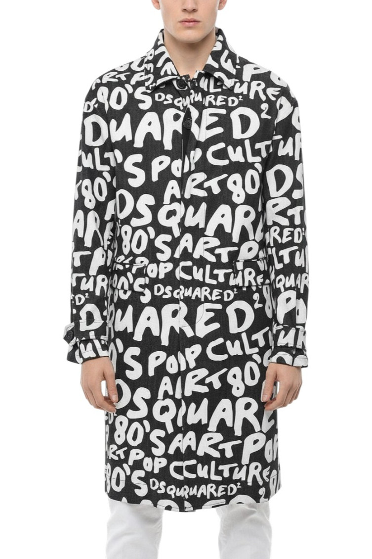 Black Logo Trench Coat
