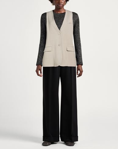 Momoní Woman Tailored Vest Sand Size 8 Viscose, Virgin Wool