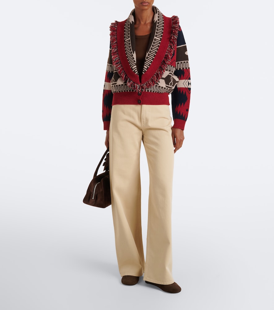 Icon Jacquard wool and cashmere cardigan