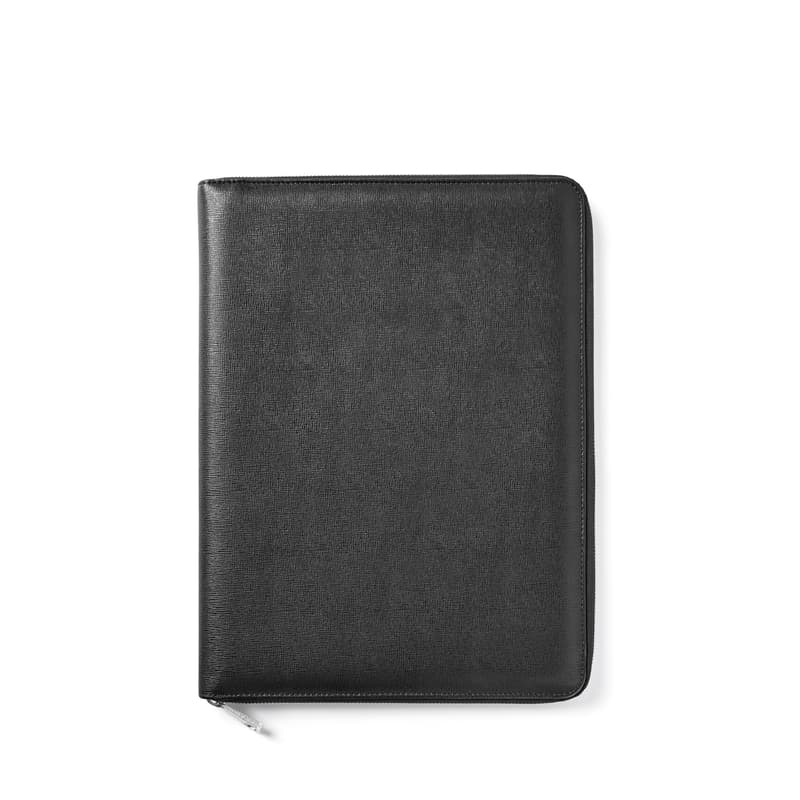 A4 Executive Zipped Padfolio in Black Saffiano