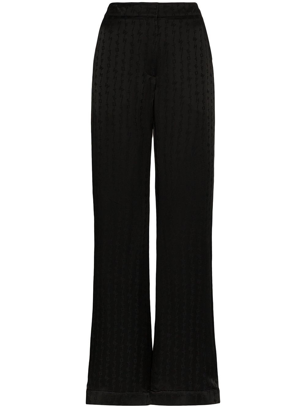 Alphabet-print wide-leg trousers - Black