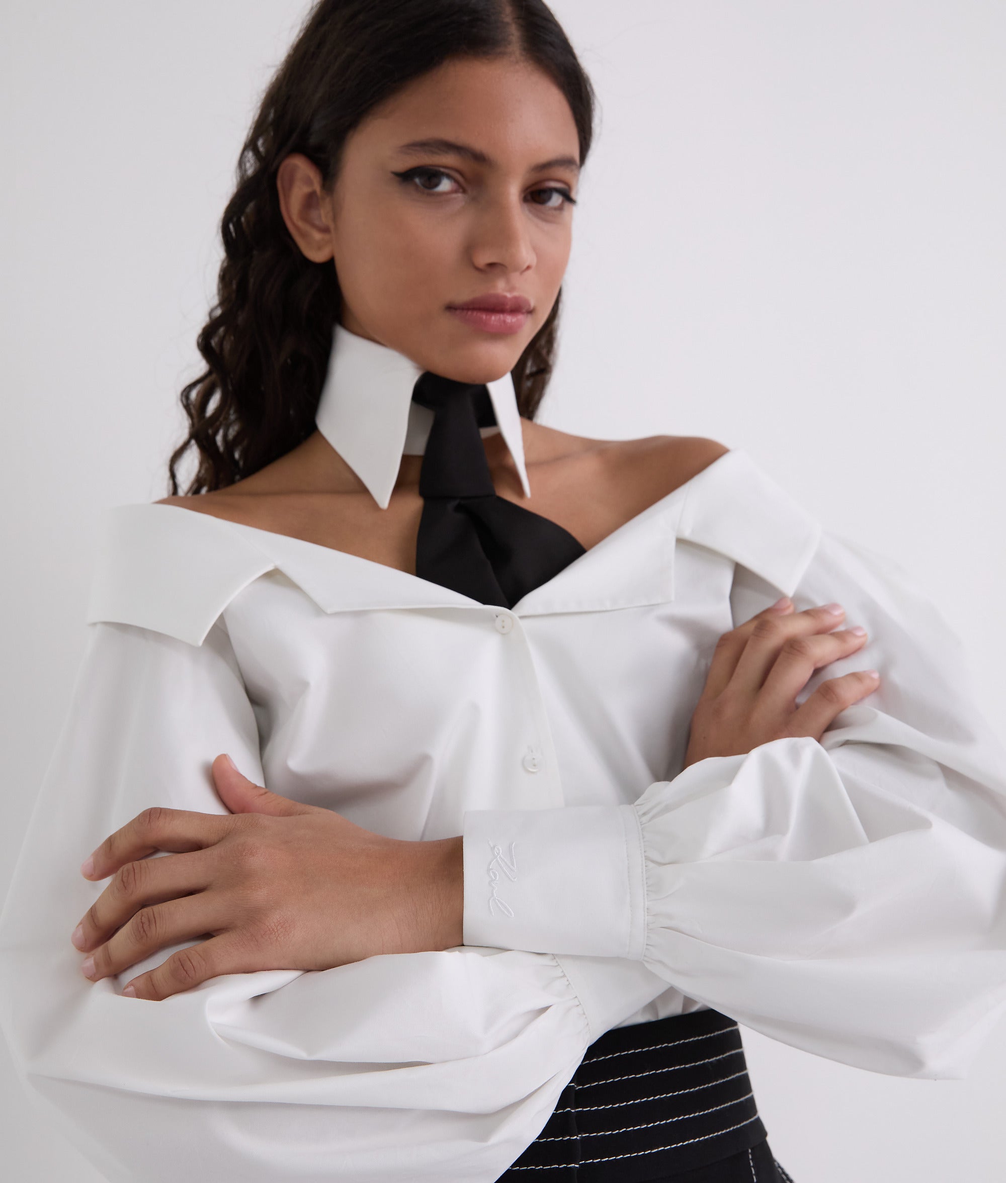 Karl Lagerfeld - Off-shoulder Shirt, Woman, White