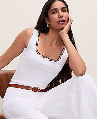 Ann Taylor Petite Crochet Trim Tank Top