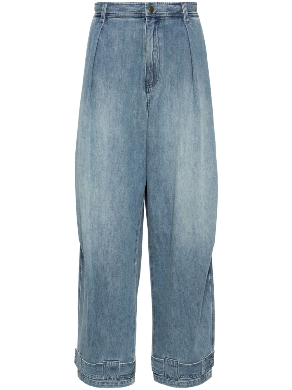 Loose drawstring denim pants - Blue