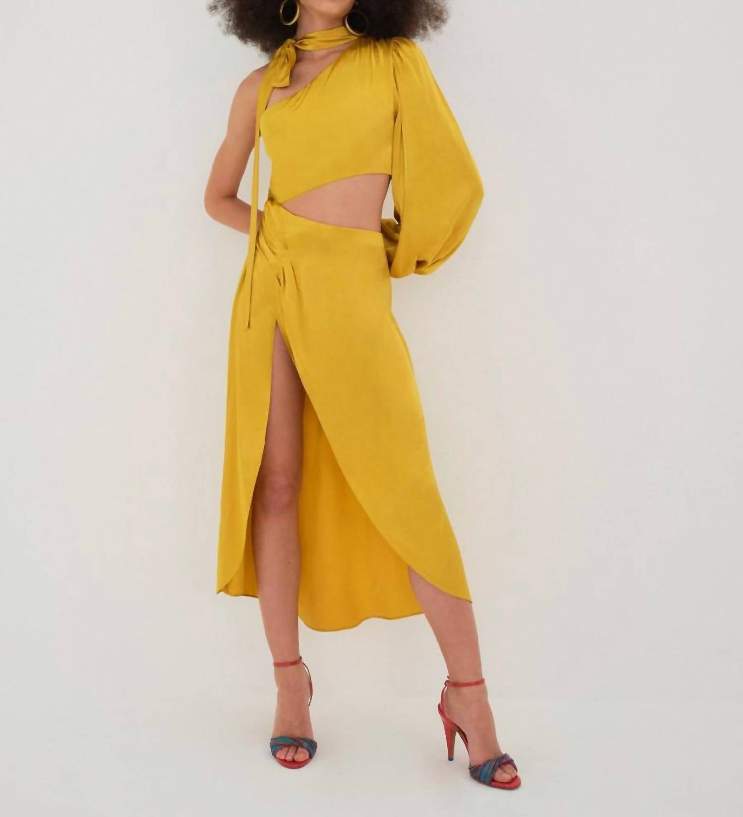 Mila Midi Dress In Yellow