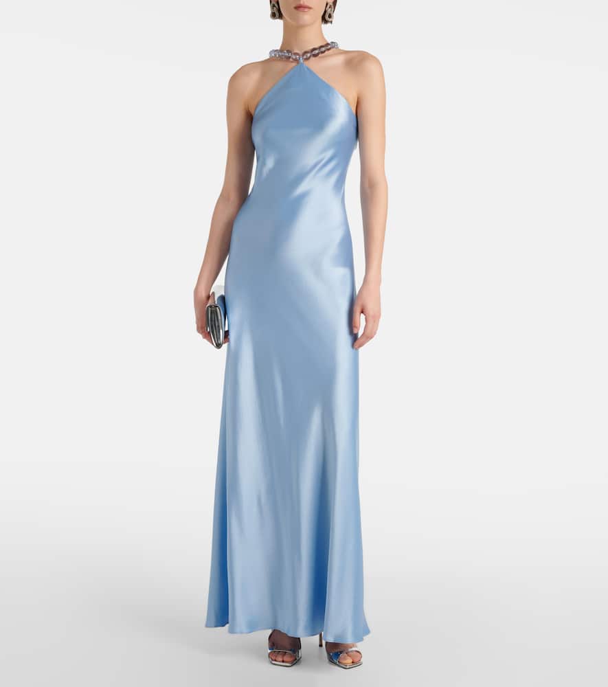 Staud Cadence beaded satin gown