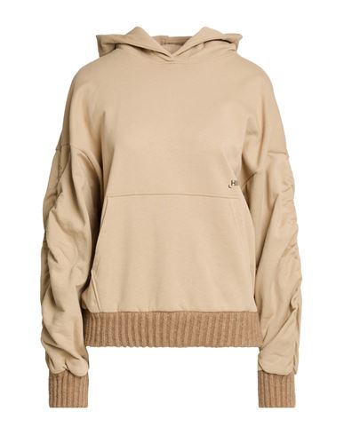 Woman Sweatshirt Sand Size XS Cotton, Elastane