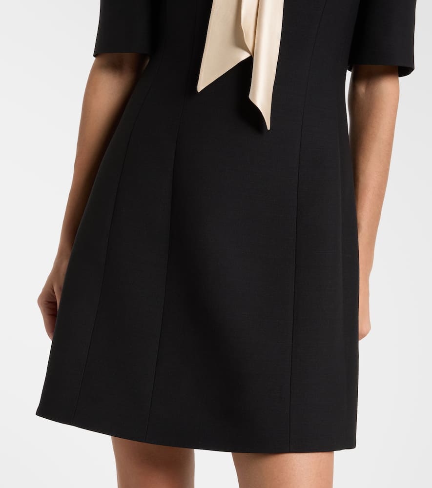 Bow-detail wool and silk minidress