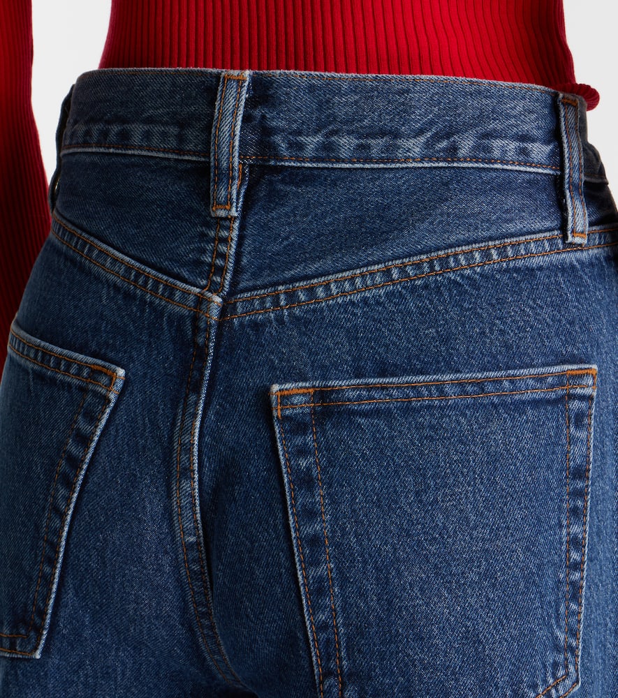 Neat high-rise straight jeans