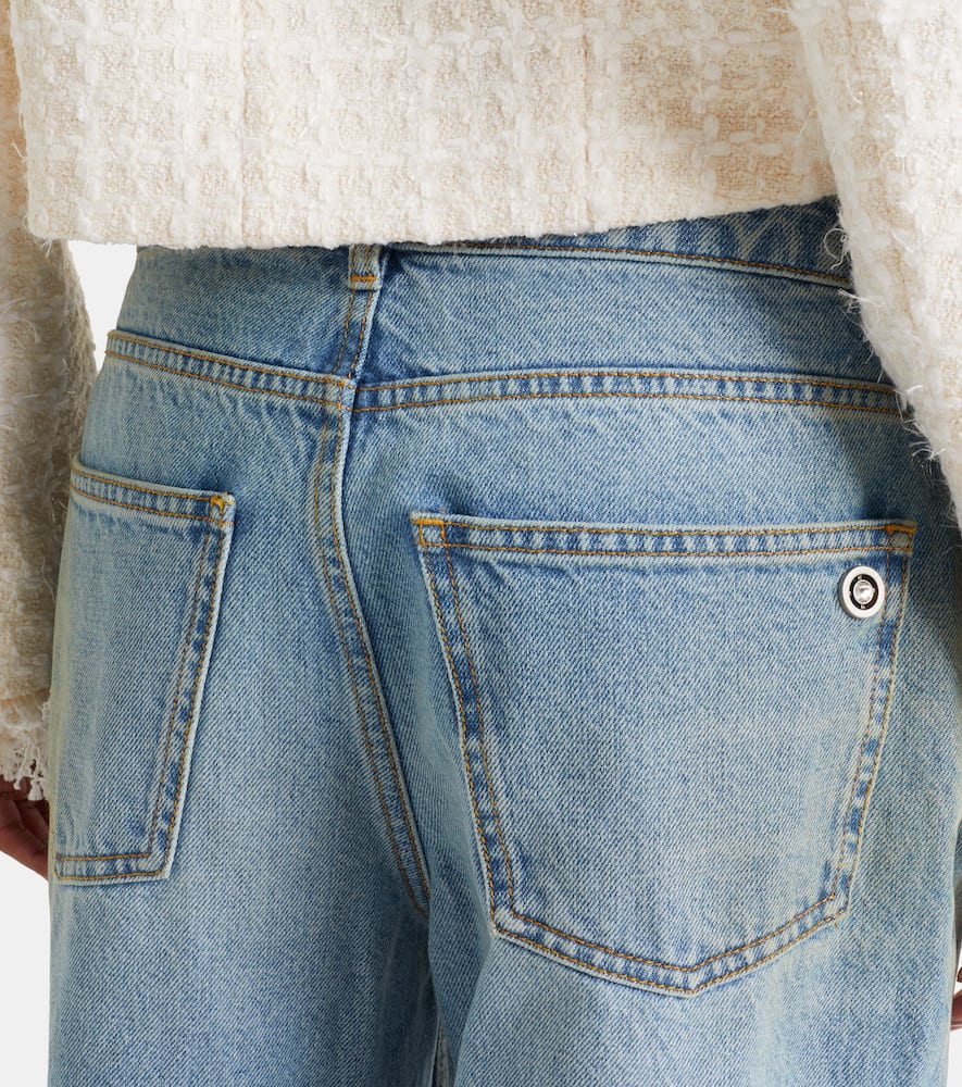 Distressed embellished wide-leg jeans