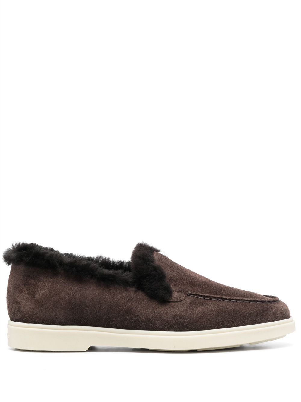 Tonal-stitching leather loafers - Brown
