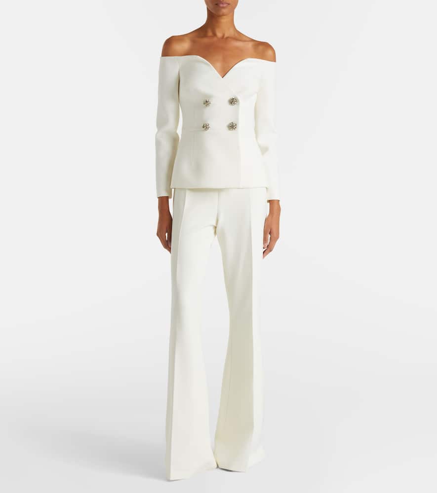 Bridal Kamile off-shoulder crêpe jacket
