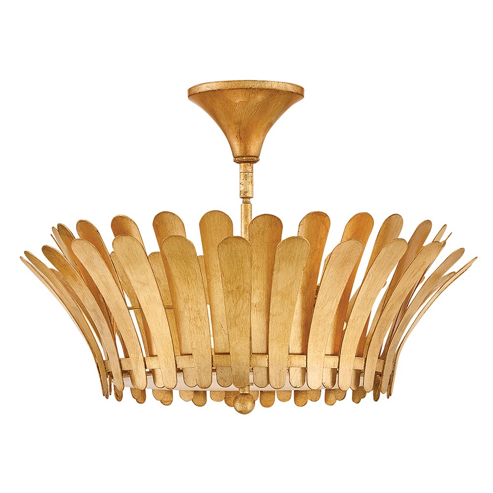 Distressed Brass LED Semi-Flush Mount from the Reina Collection