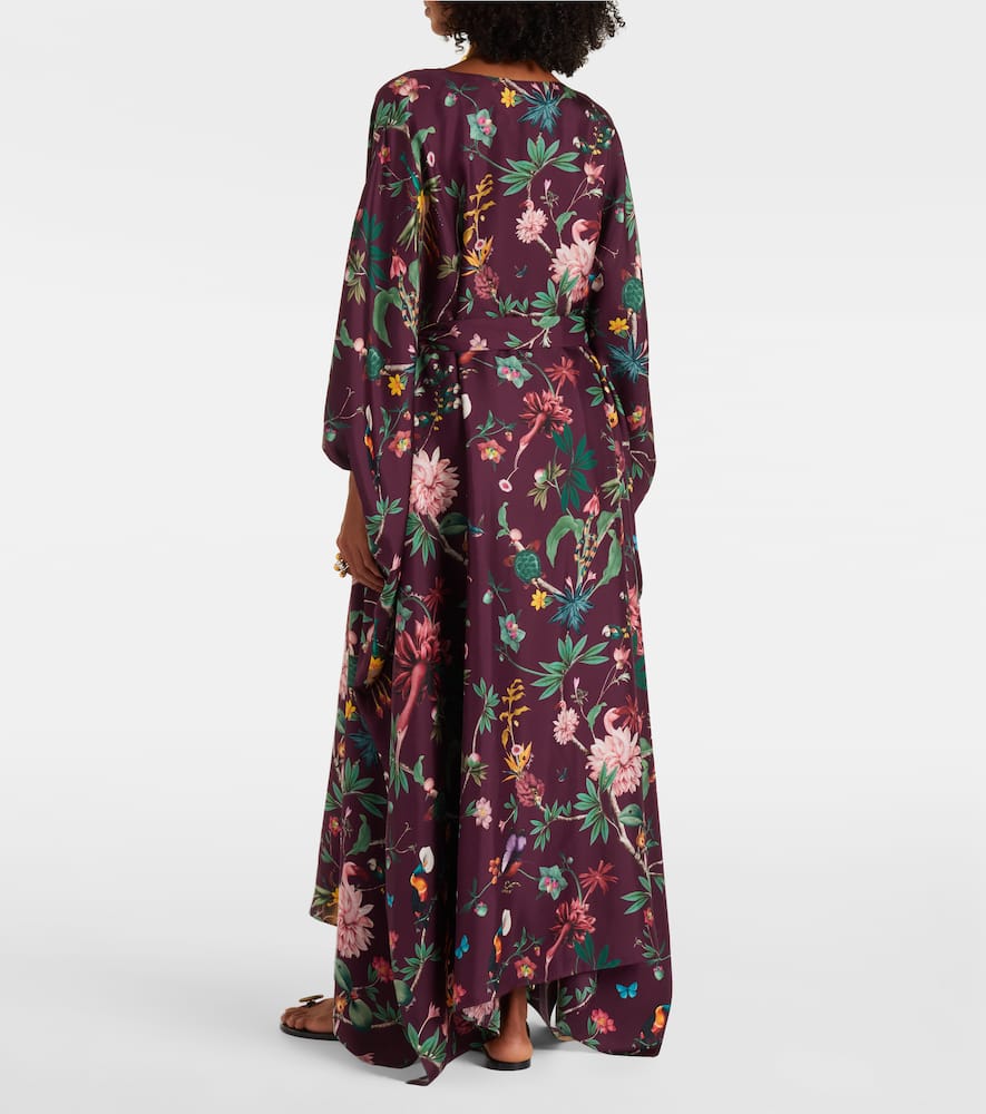 Square floral silk kaftan