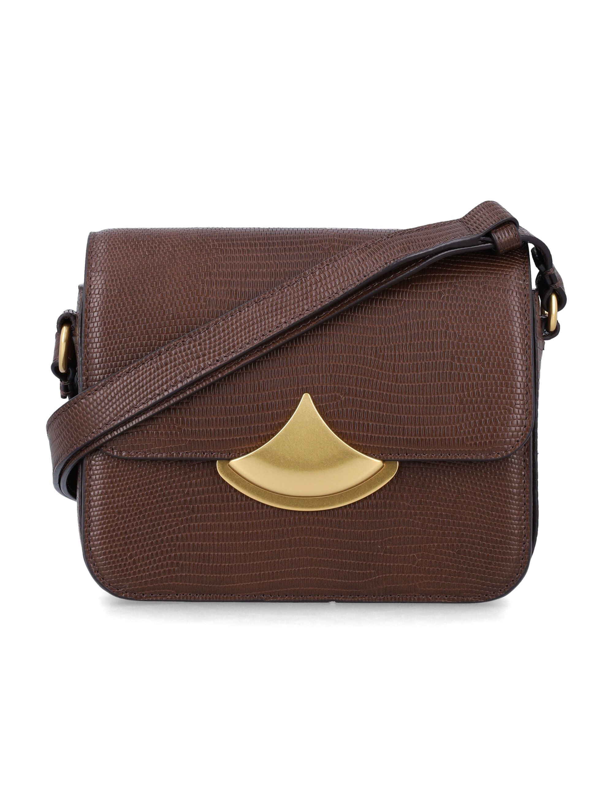 Sleek Structured Mini Lizard-Embossed Cow Leather Box Handbag