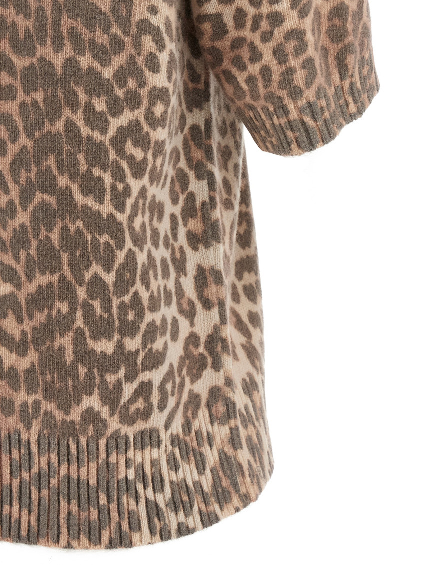 Ganni - Graphic Wool Mix Printed Leopard T-Shirt Animalier