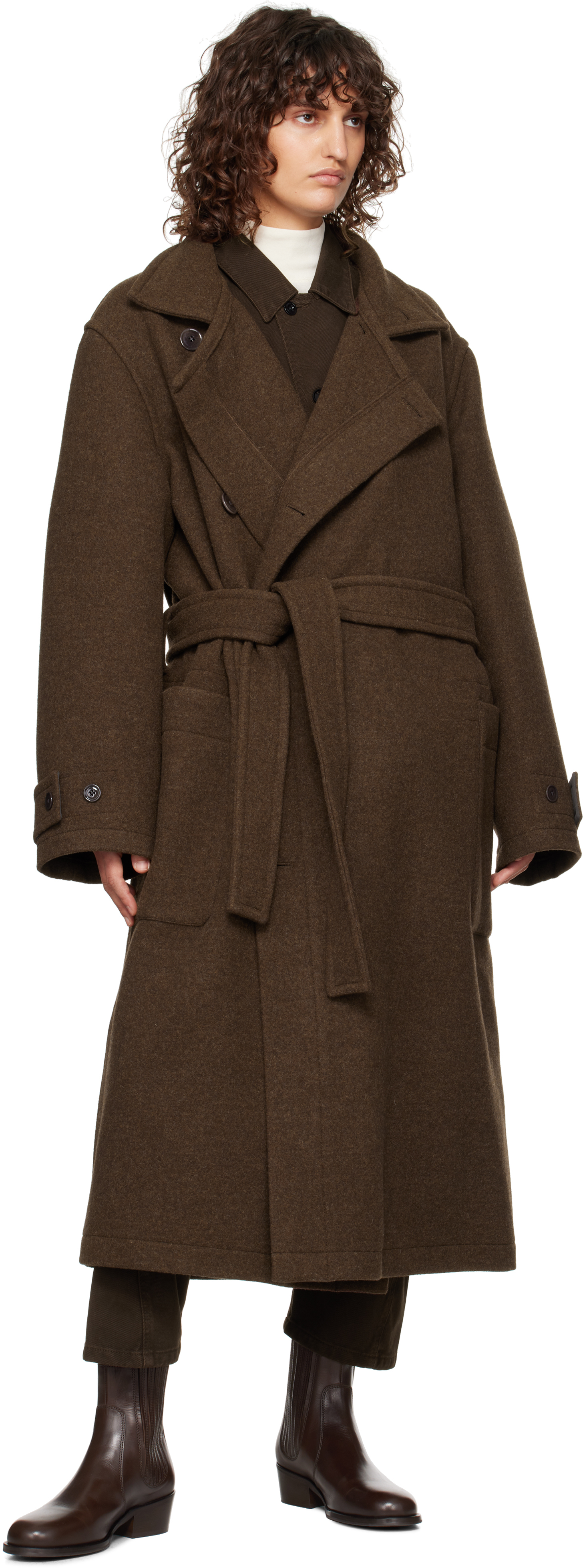 LEMAIRE Brown Wrap Coat