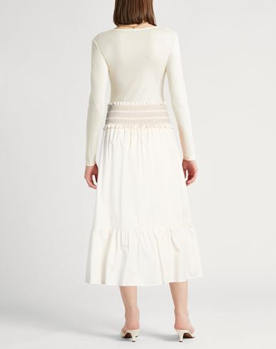 Woman Midi skirt Ivory Size 2 Cotton, Elastane