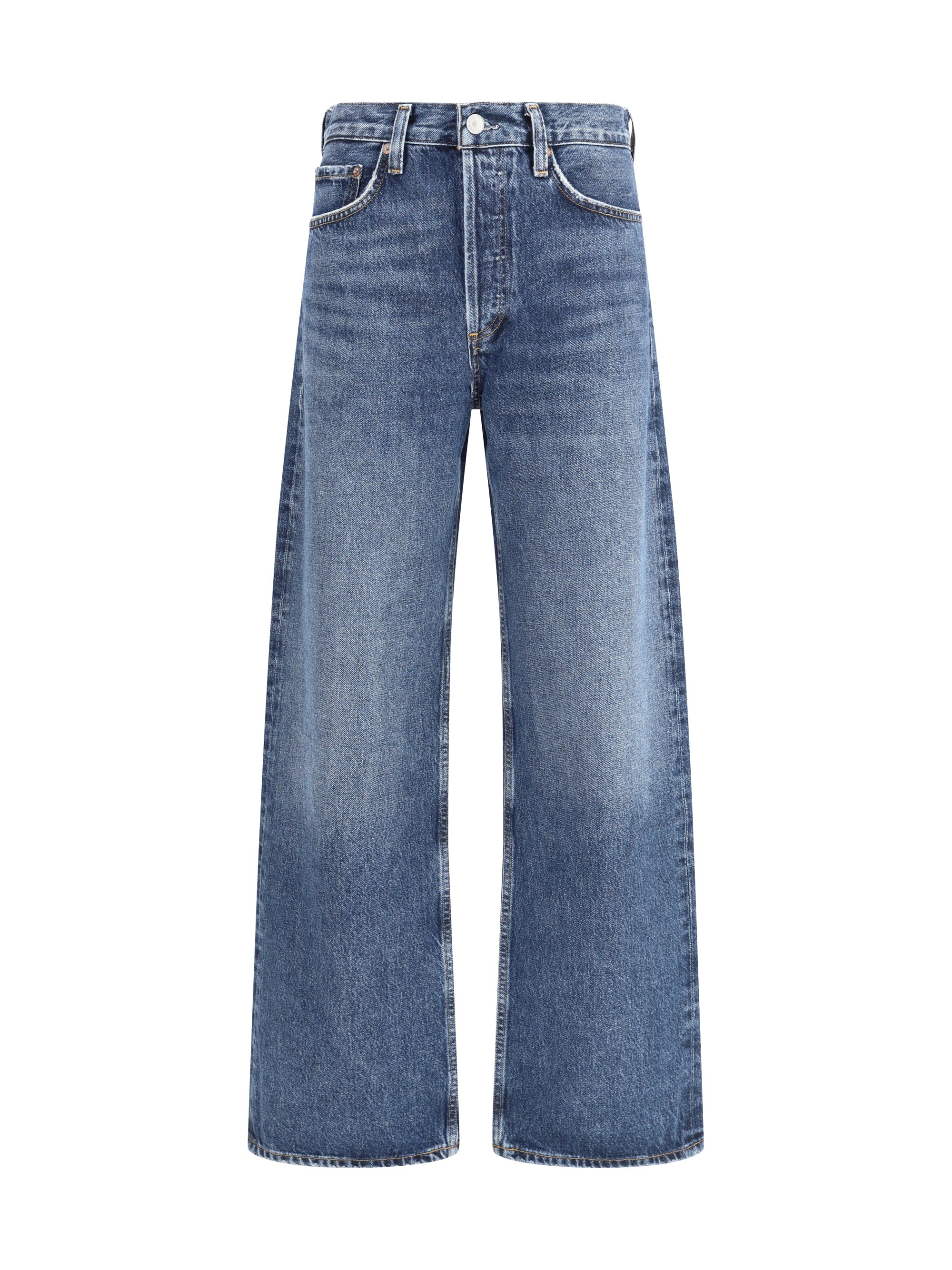 Straight-leg Cotton Jeans — Blue