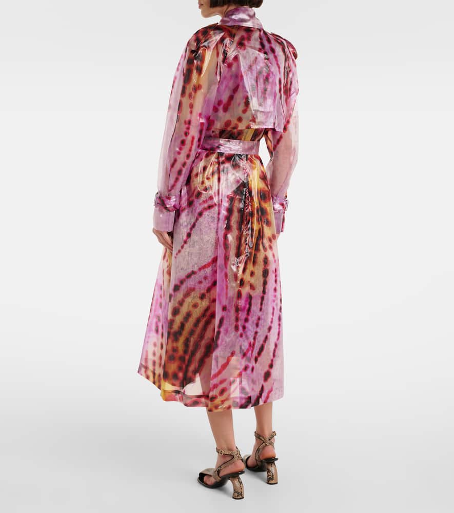 Printed double-breasted trench coat