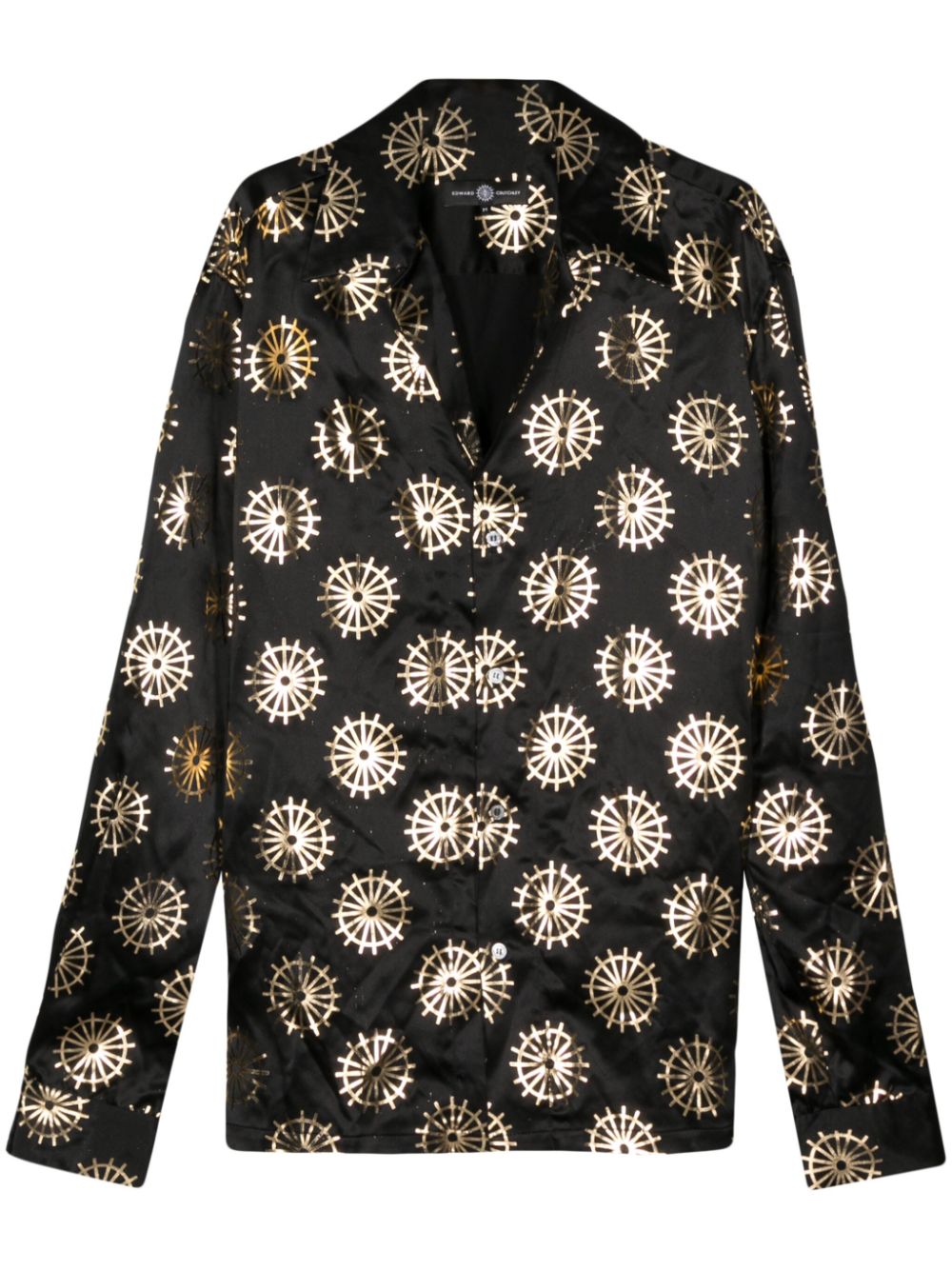 Metallic-print silk shirt - Black