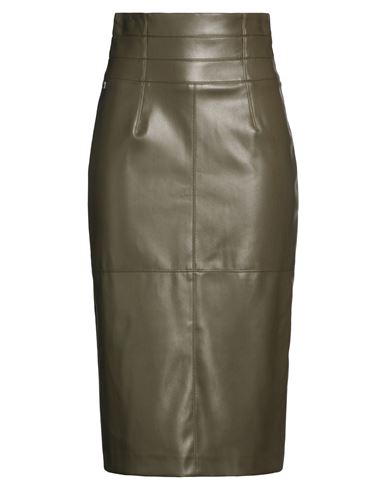 Woman Midi skirt Military green Size 8 Polyurethane, Polyester