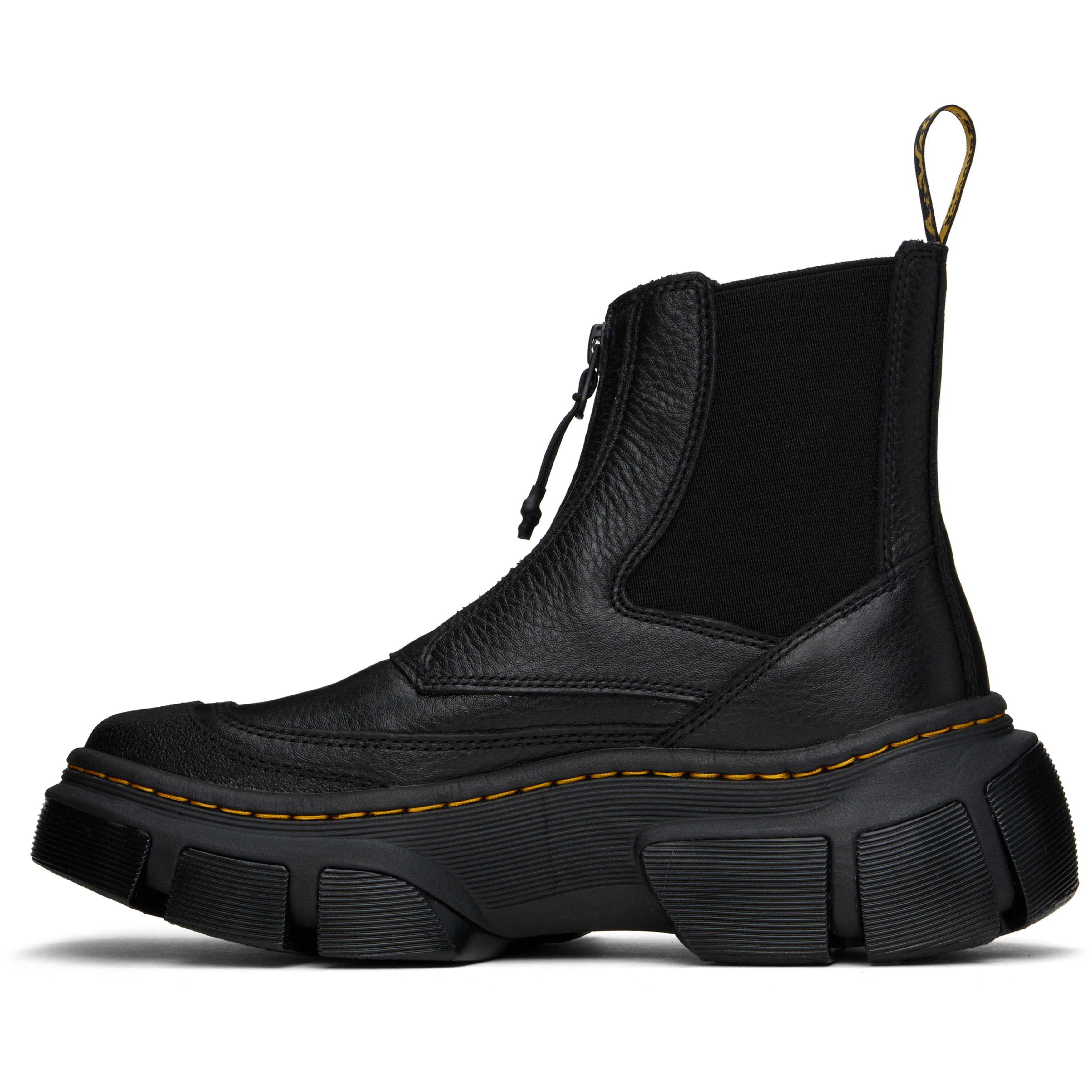 Black DMXL Zip Leather Chelsea Boots