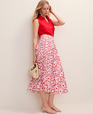 Ann Taylor Eyelet Full Midi Skirt
