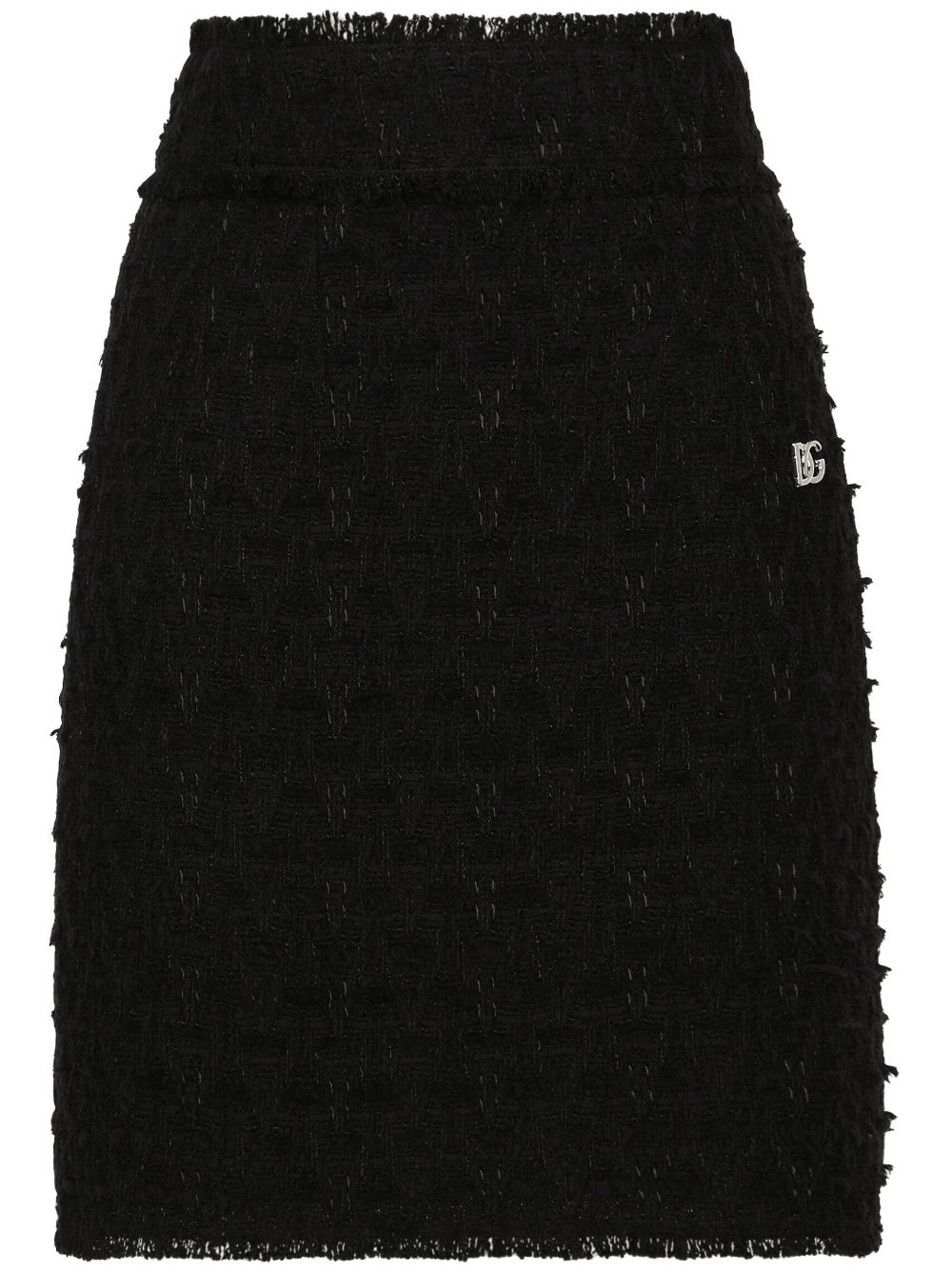 Rush-stitch silk skirt - Black