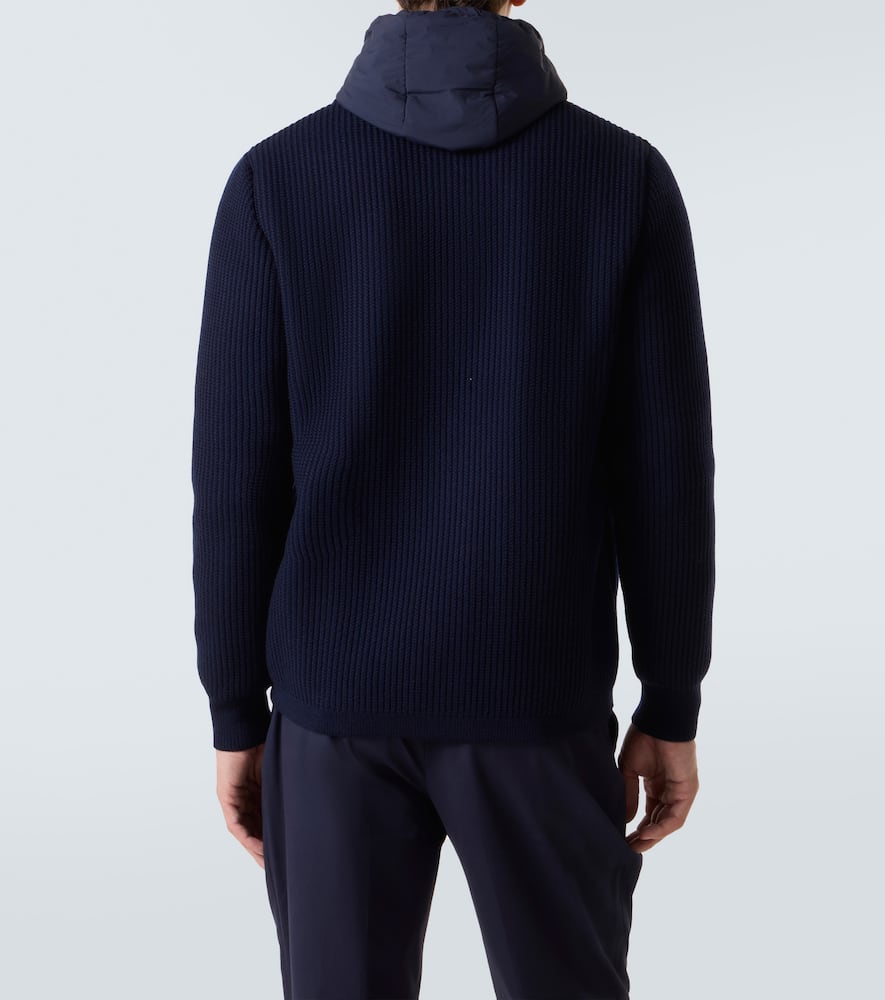 Layered wool and technical cardigan