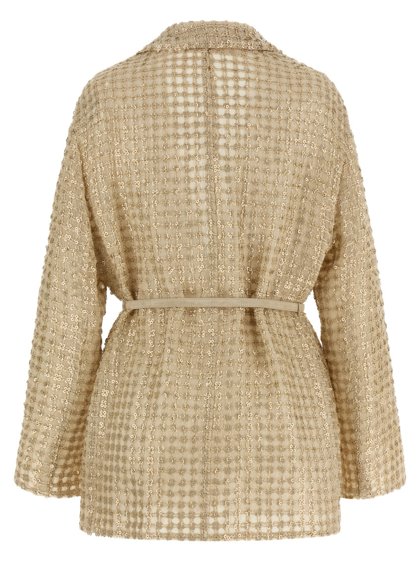 Dazzling Net-embroidery Silk Blazer