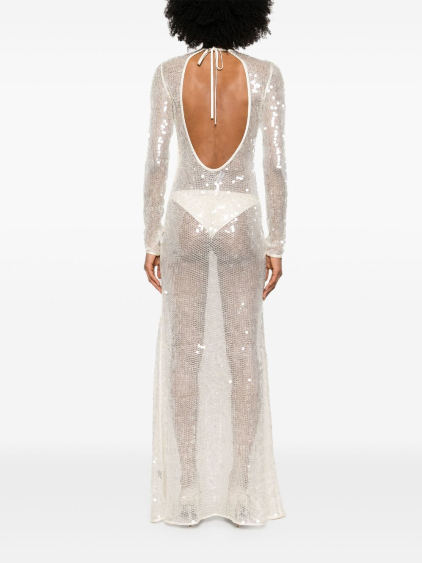 Long Sleeved Sequin Gown