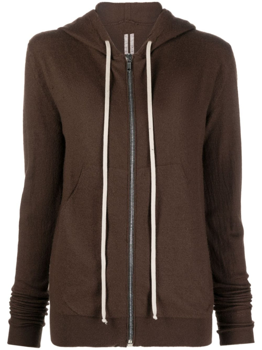 Brown Zip-up Cashmere Hoodie