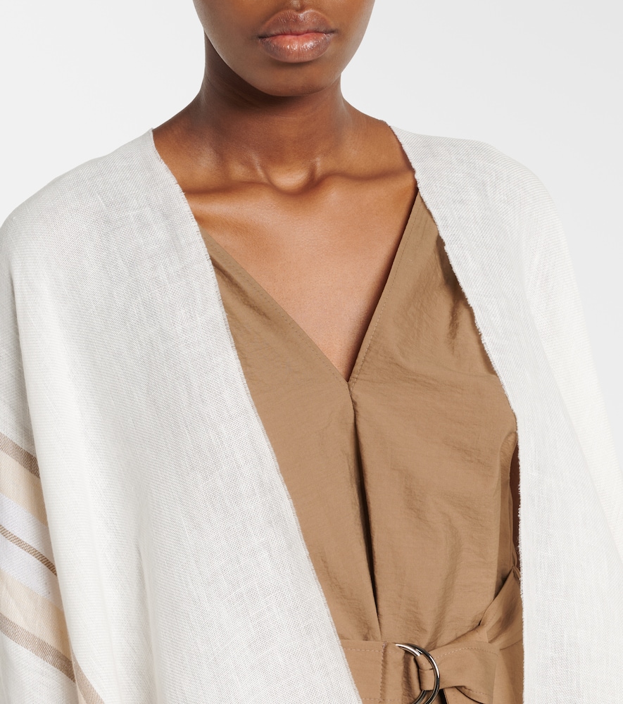 Striped linen, cashmere, and silk scarf