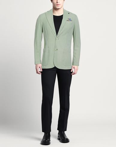Man Blazer Green Size 40 Cotton, Polyester, Elastane