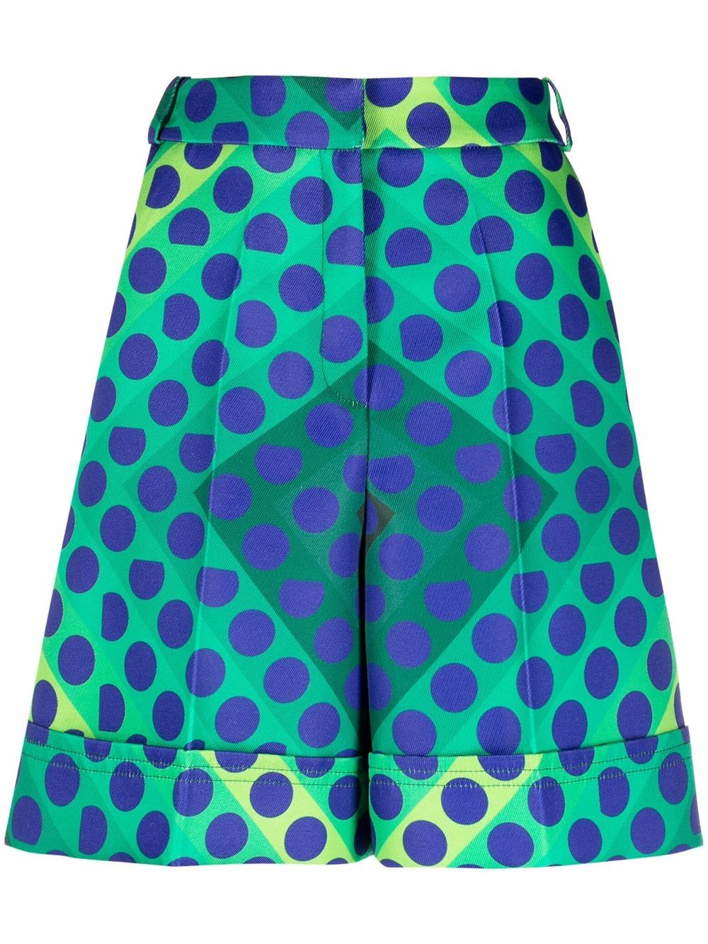 High-waisted graphic-print shorts - Green