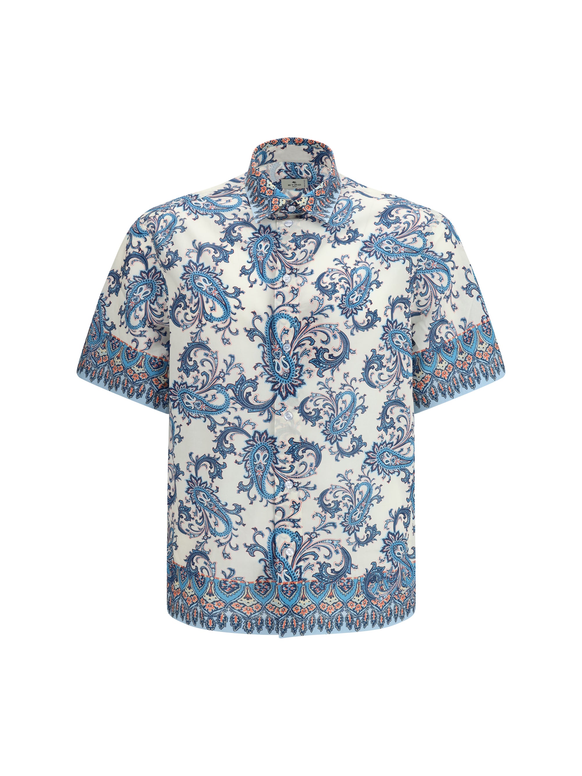 Floral and Paisley Print Shirt — Blue