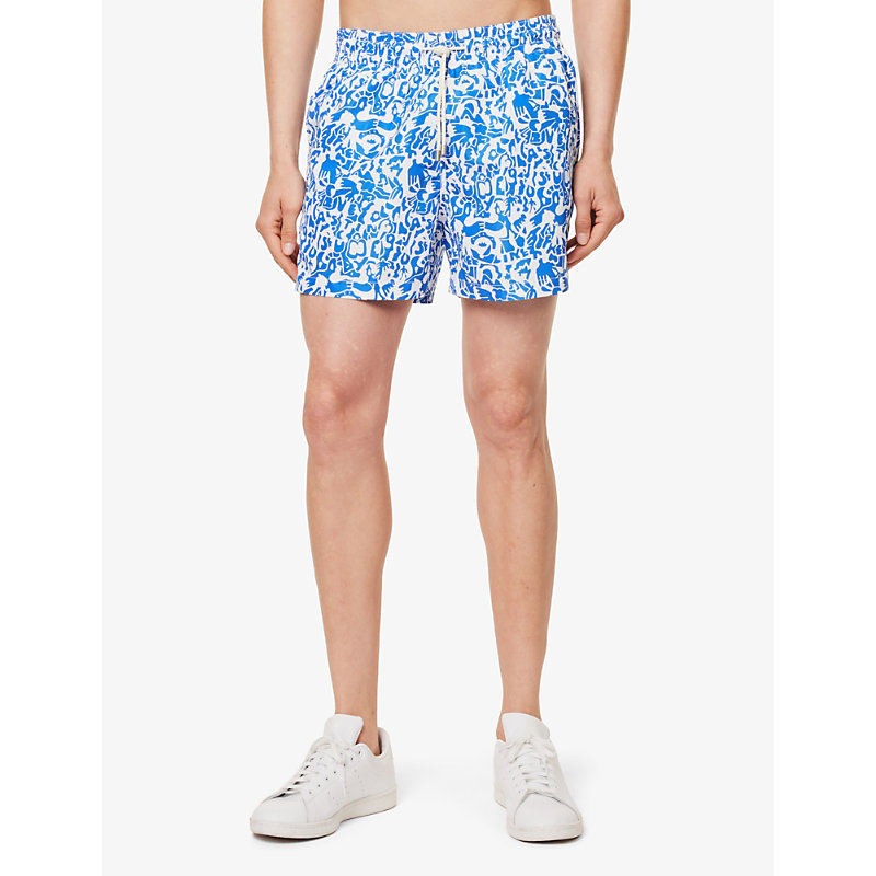 Arrels Barcelona 남성 Mens Blue Vibes Marie Lavis Printed Swim Shorts M 75521500