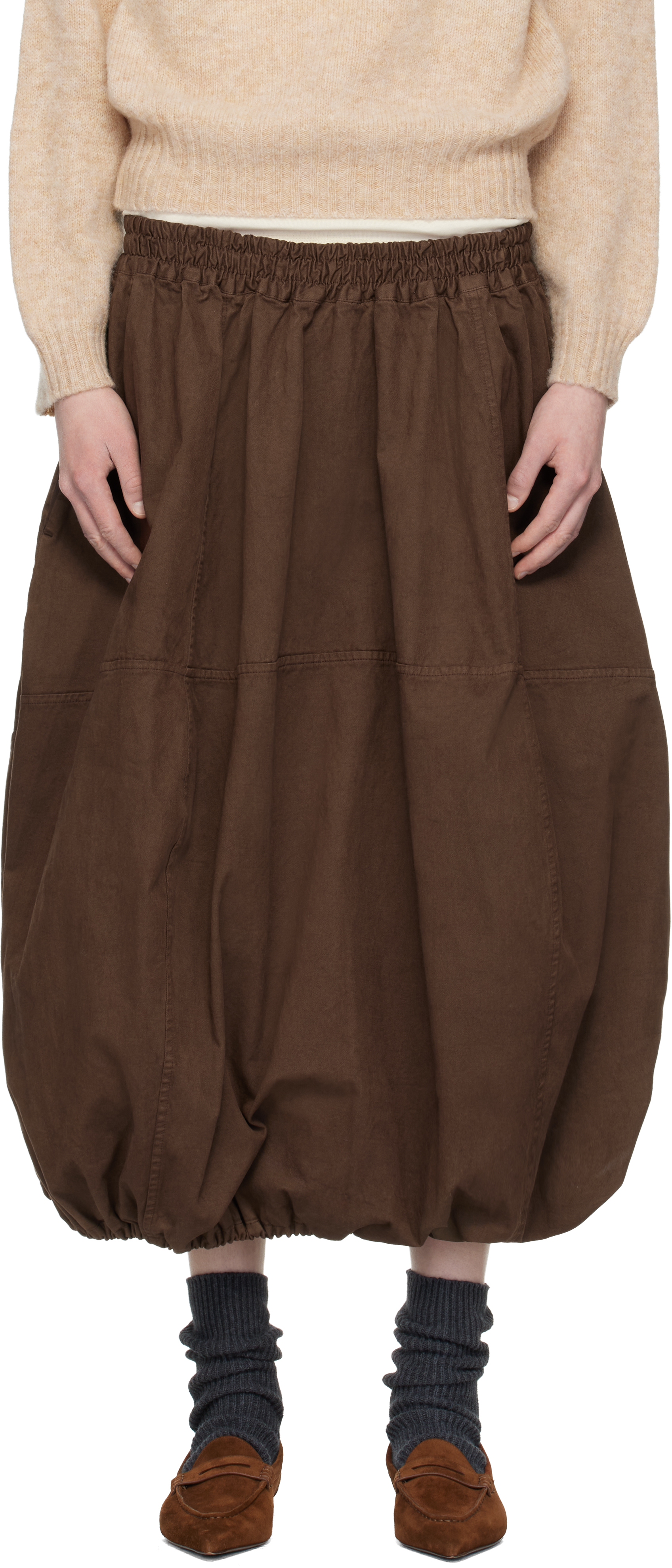 Brown Parachute Maxi Skirt