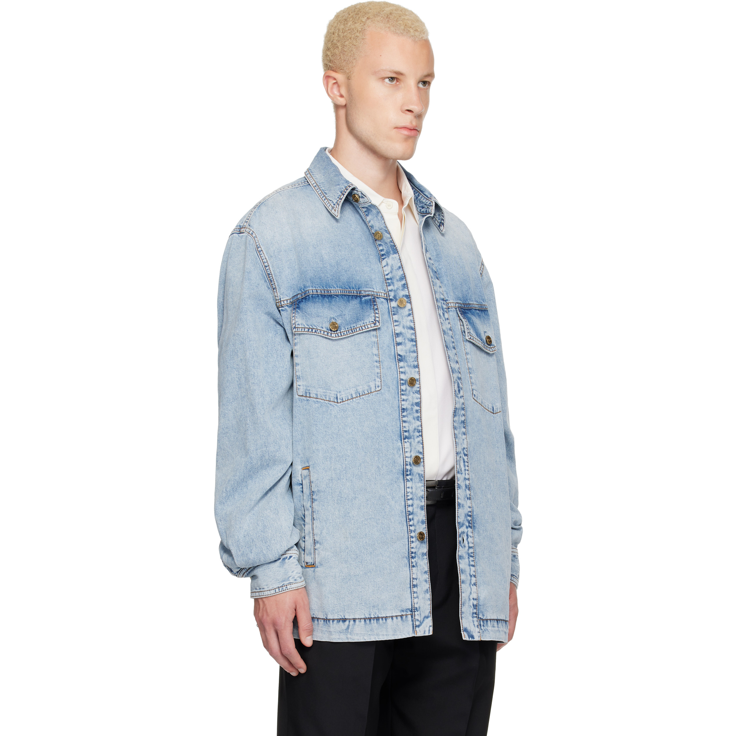 Blue Faded Denim Shirt
