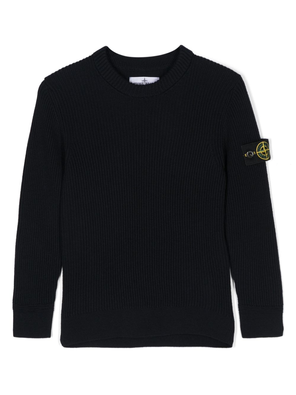 Compass-badge ribbed jumper - White