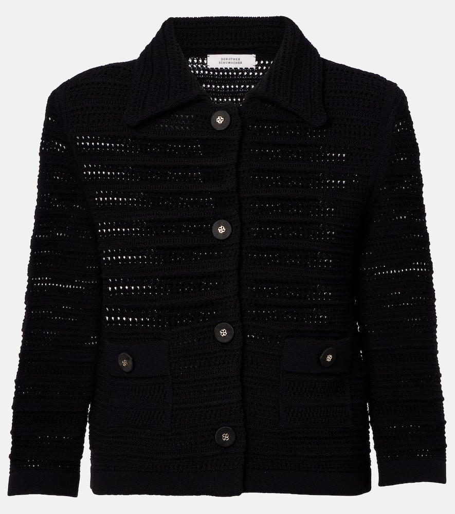 Precise Pointelle cotton-blend cardigan