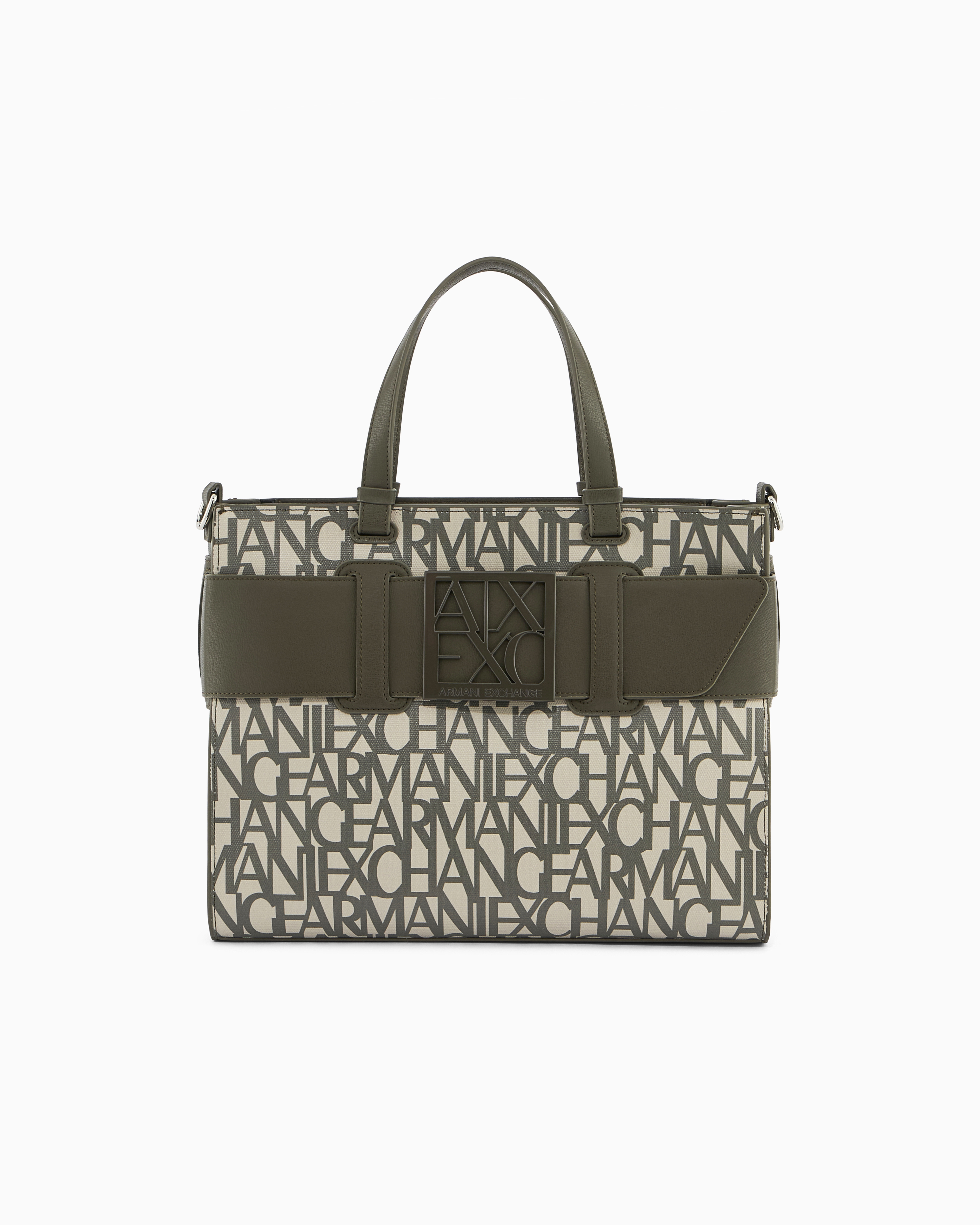Shopping bag in coated cotton with monogram