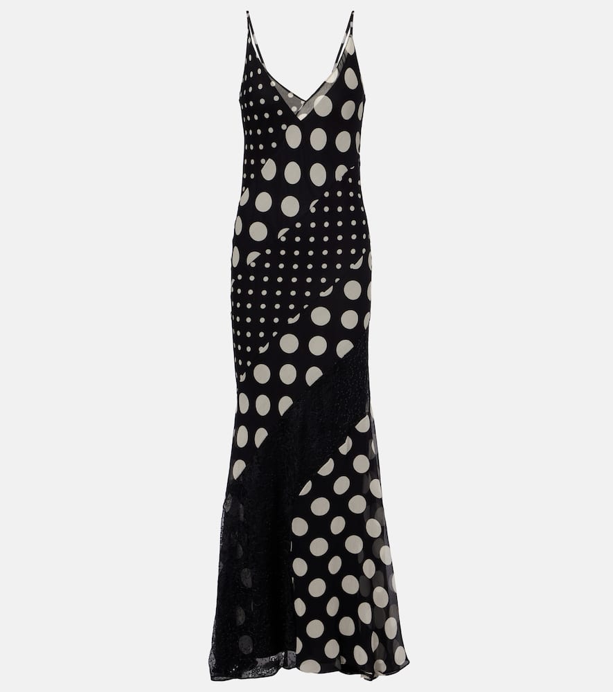 Polka-dot silk maxi dress