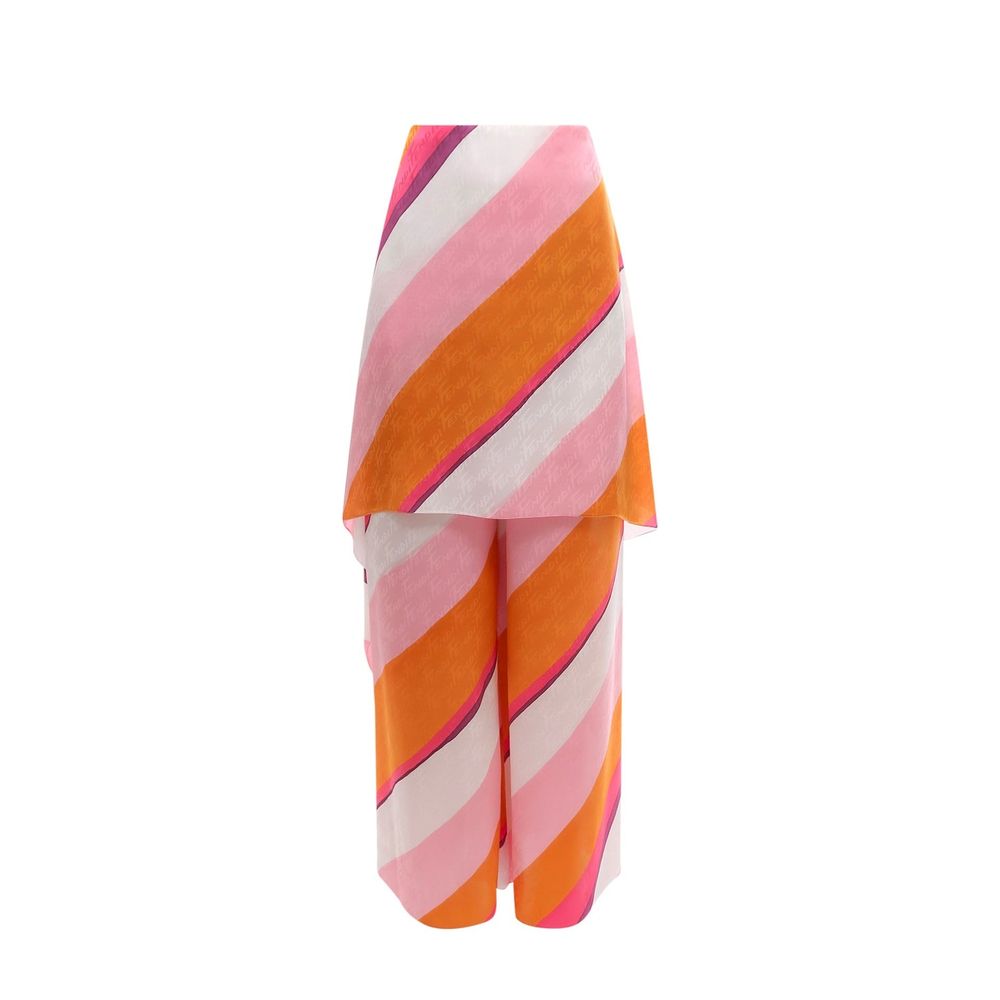 Diagonal-Stripe Silk Trousers — Pink