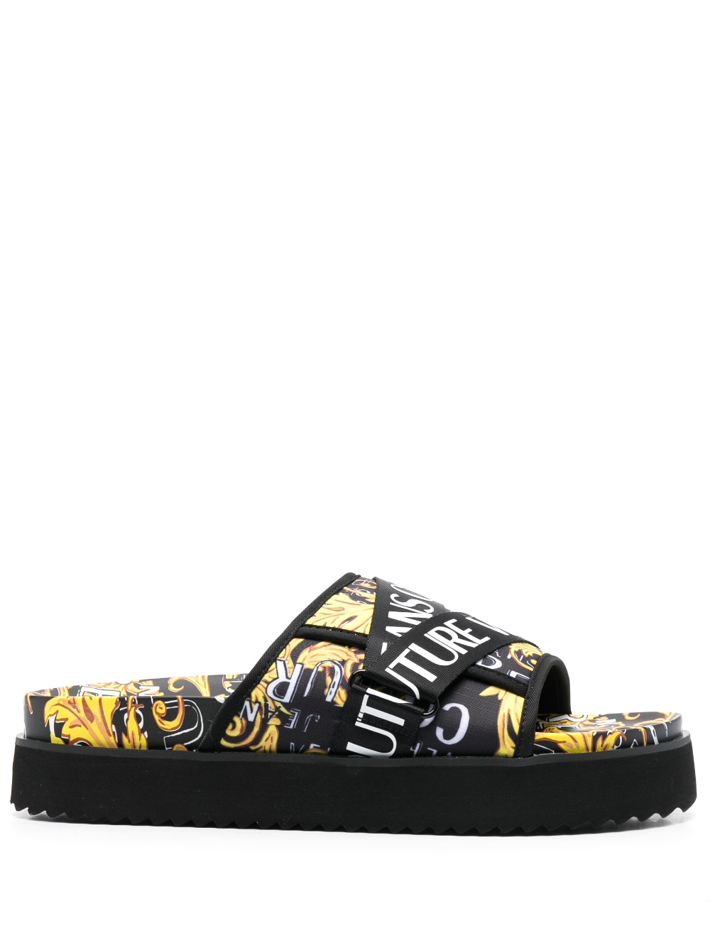 Barocco logo-print slides - Black